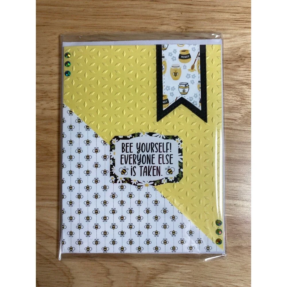Bee & Honey Greeting Card – Handmade A2 Card – All Occasion Blank Card